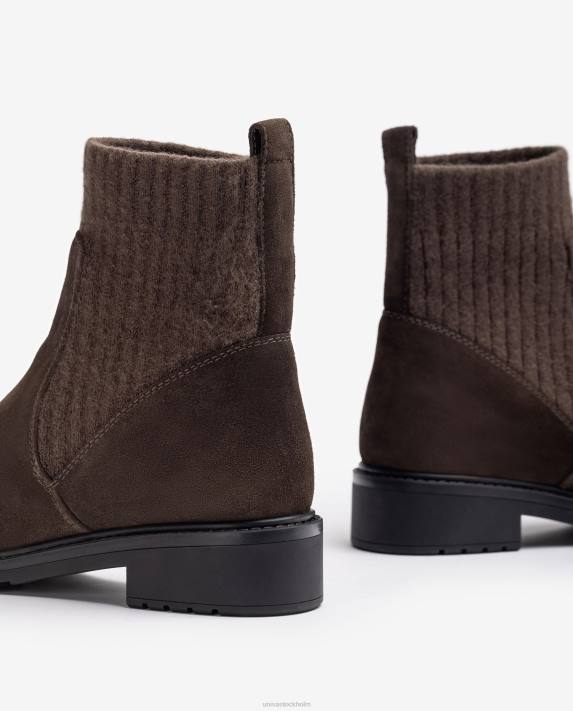 Unisa barn brun ankelboots i mocka med elastisk kvartsöverlinje 06DT892