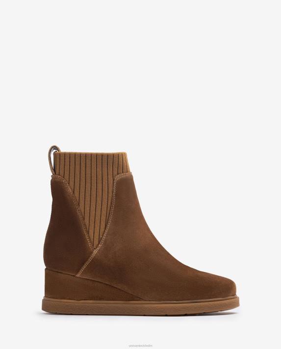 Unisa barn brun mocka ankelboots med kil 06DT944