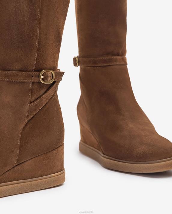 Unisa barn brun mockastövel med hög skaft med kil och halkfri gummisula 06DT1072