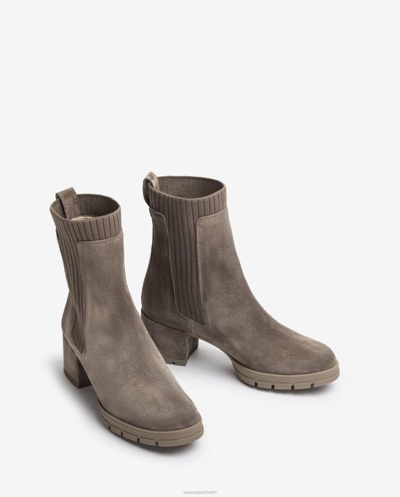 Unisa barn brun stövel i mocka med ribbad strumpa 06DT938