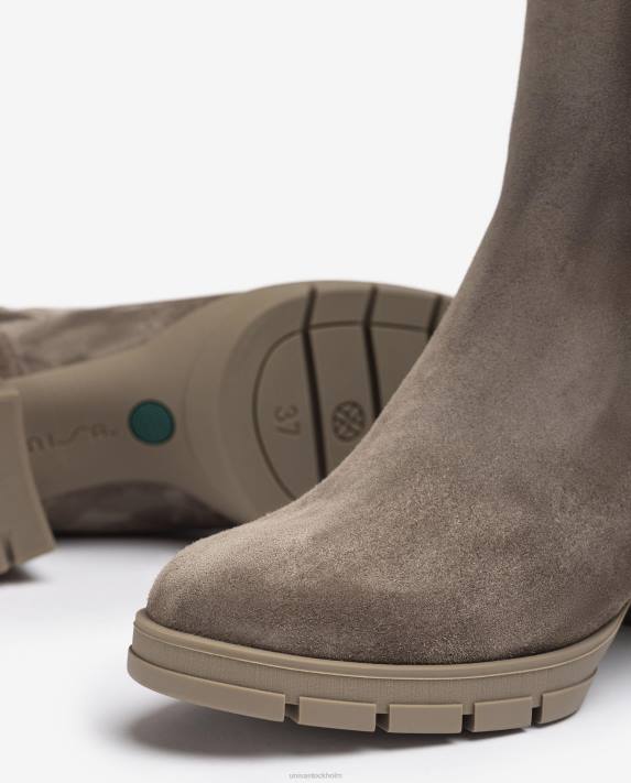 Unisa barn brun stövel i mocka med ribbad strumpa 06DT938