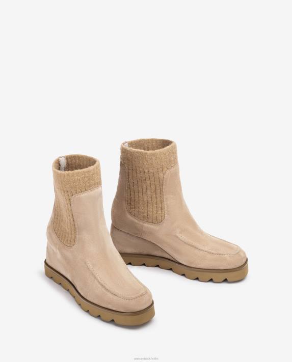 Unisa kvinnor beige ankelkänga med ribbad tygfjärdedel 06DT977