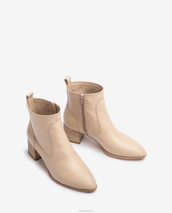 Unisa kvinnor beige ankelstövel i läder med klack 06DT847
