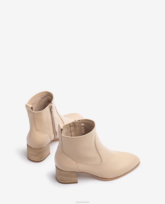 Unisa kvinnor beige ankelstövel i läder med klack 06DT847