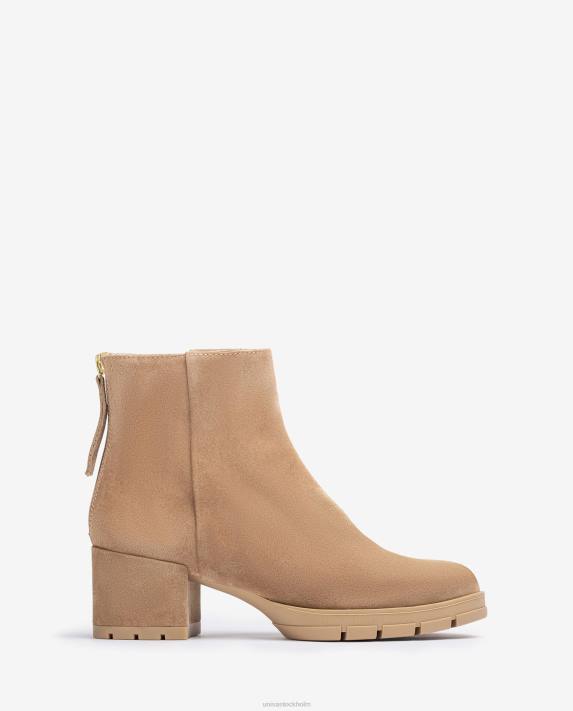 Unisa kvinnor beige ankelstövlar i läder med dragkedja 06DT921