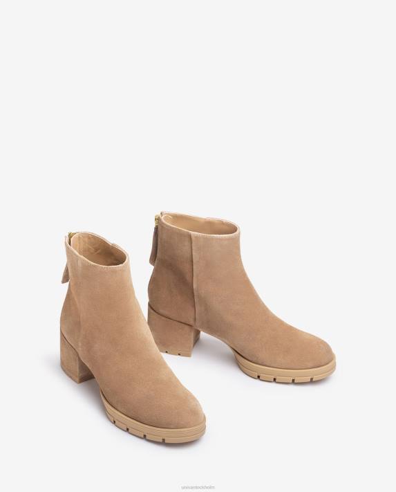 Unisa kvinnor beige ankelstövlar i läder med dragkedja 06DT921