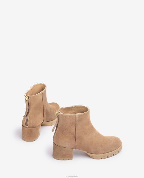 Unisa kvinnor beige ankelstövlar i läder med dragkedja 06DT921