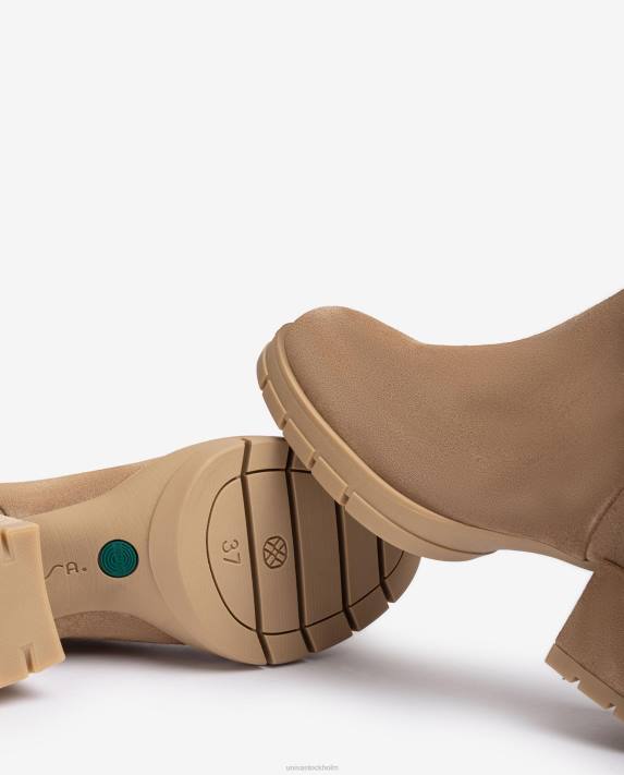 Unisa kvinnor beige ankelstövlar i läder med dragkedja 06DT921