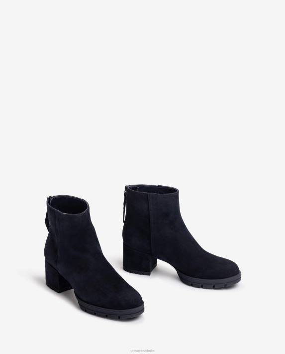 Unisa kvinnor blå ankelstövlar i läder med dragkedja 06DT922