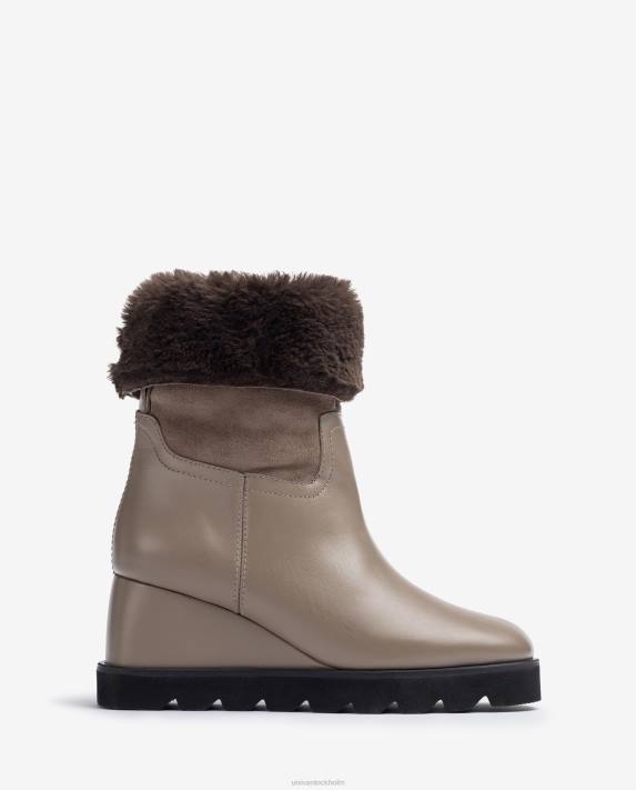 Unisa kvinnor brun ankelkänga med kil och varmt foder 06DT963