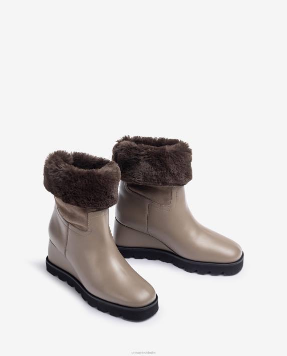 Unisa kvinnor brun ankelkänga med kil och varmt foder 06DT963