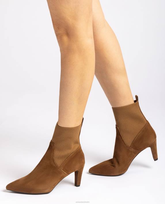 Unisa kvinnor brun ankelkänga med återvunnet stretchtyg kvarts överlinje 06DT956