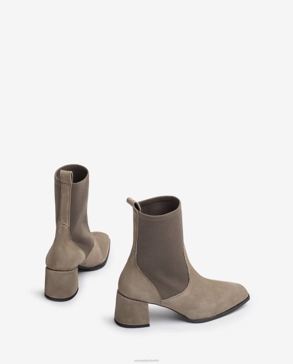 Unisa kvinnor brun ankelstövel med fyrkantig tå med stretchtyg 06DT965