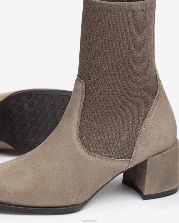 Unisa kvinnor brun ankelstövel med fyrkantig tå med stretchtyg 06DT965