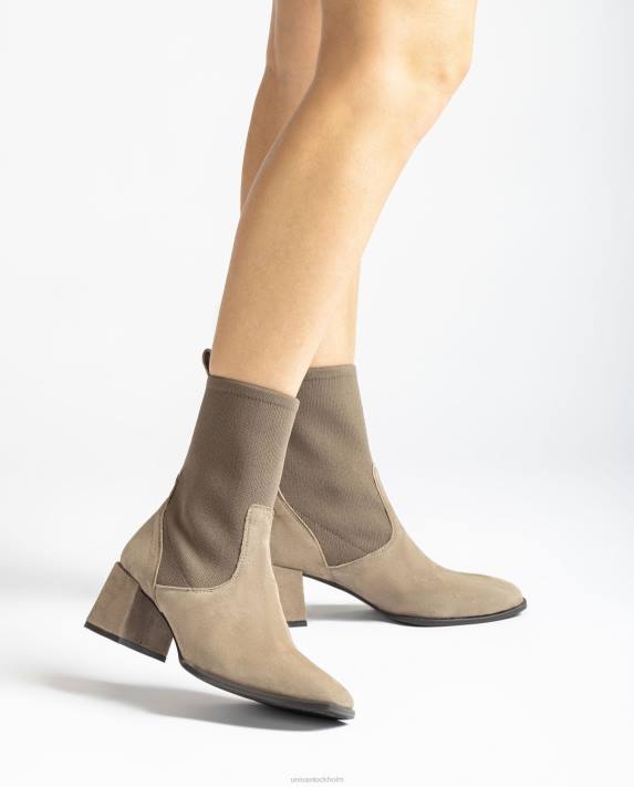 Unisa kvinnor brun ankelstövel med fyrkantig tå med stretchtyg 06DT965