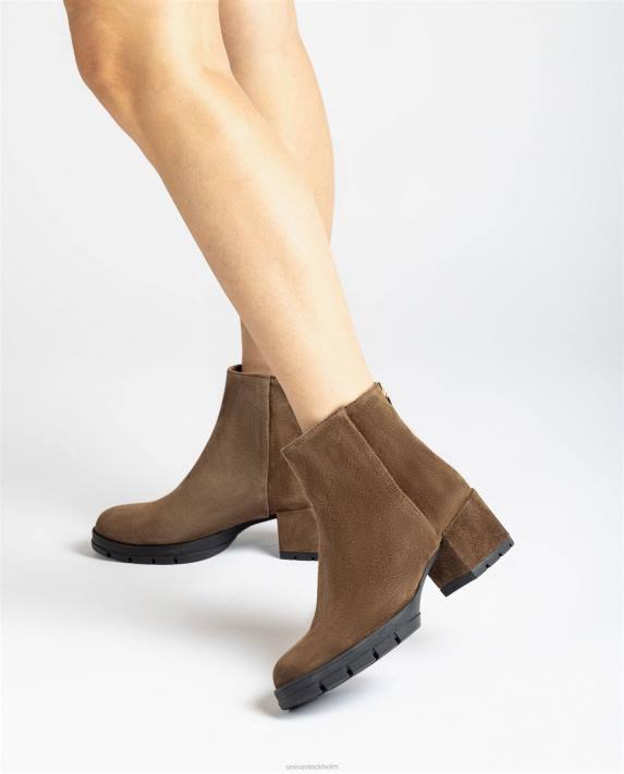 Unisa kvinnor brun ankelstövlar i läder med dragkedja 06DT923