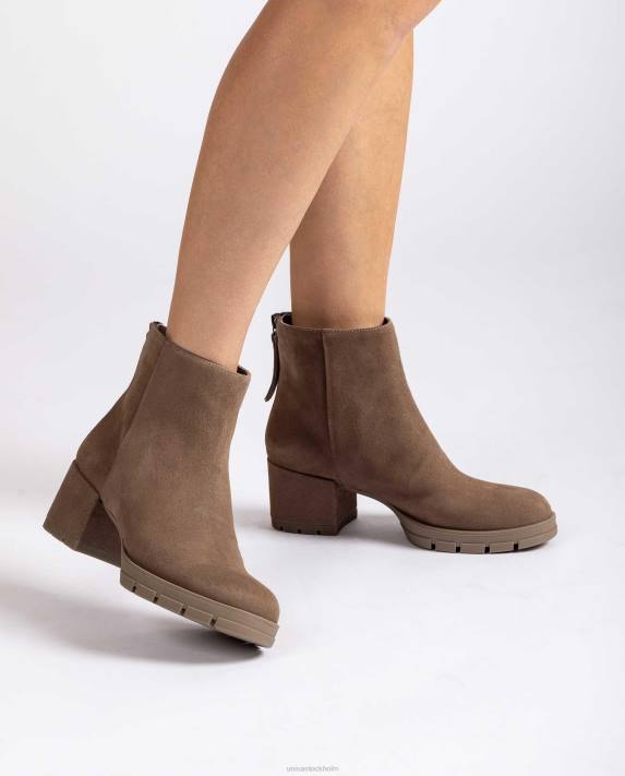 Unisa kvinnor brun ankelstövlar i läder med dragkedja 06DT924