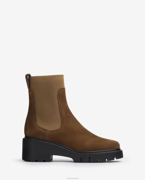 Unisa kvinnor brun stövel i mocka med stretchtyg 06DT920