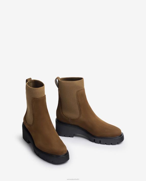 Unisa kvinnor brun stövel i mocka med stretchtyg 06DT920