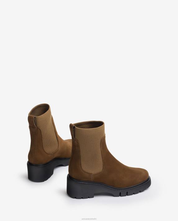 Unisa kvinnor brun stövel i mocka med stretchtyg 06DT920
