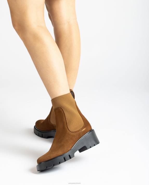 Unisa kvinnor brun stövel i mocka med stretchtyg 06DT920