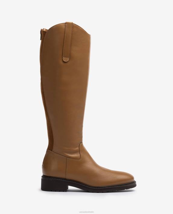 Unisa kvinnor brun stövel med dragkedja och kil baktill 06DT1022