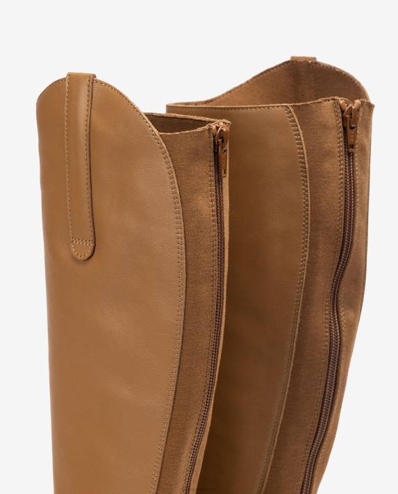 Unisa kvinnor brun stövel med dragkedja och kil baktill 06DT1022