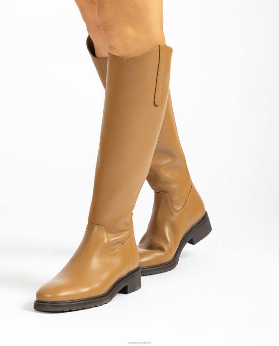 Unisa kvinnor brun stövel med dragkedja och kil baktill 06DT1022