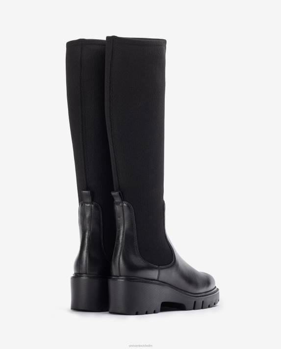 Unisa kvinnor graciös läderkänga med en kvartsöverlinje i stretchtyg 06DT1058