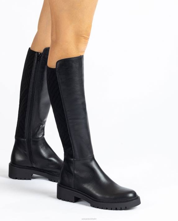 Unisa kvinnor graciös läderkänga med mönstrat stretchtyg 06DT1065