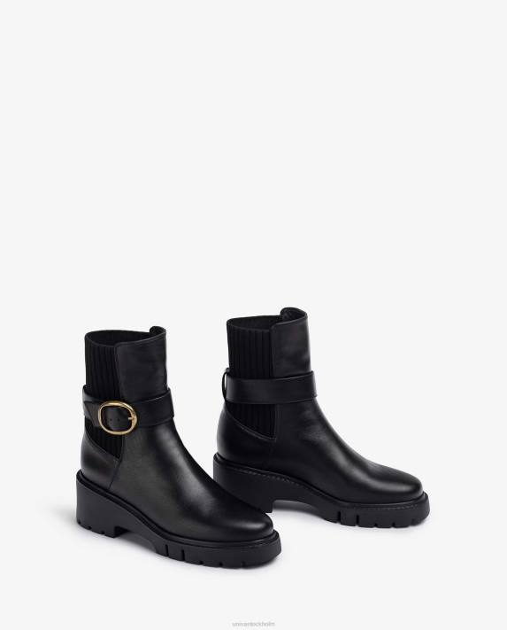 Unisa kvinnor mode ankelboots i läder med resår i ryggen och spänne 06DT933