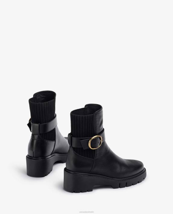 Unisa kvinnor mode ankelboots i läder med resår i ryggen och spänne 06DT933