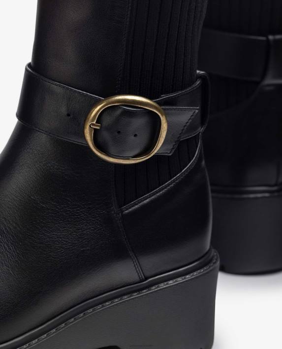 Unisa kvinnor mode ankelboots i läder med resår i ryggen och spänne 06DT933