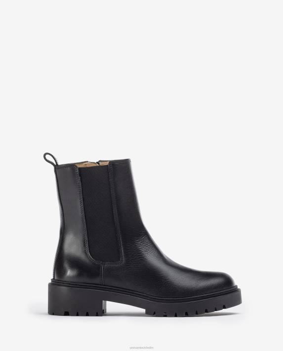 Unisa kvinnor mode ankelstövlar i läder med resår i sidan och dragkedja 06DT910