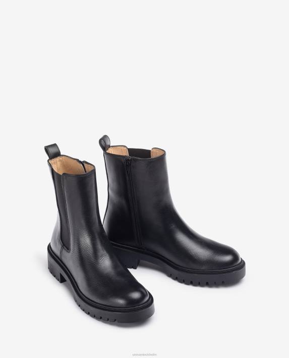 Unisa kvinnor mode ankelstövlar i läder med resår i sidan och dragkedja 06DT910