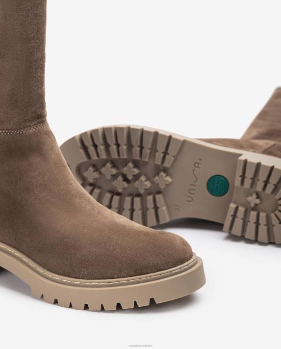 Unisa kvinnor mode mockastövel med mönstrat stretchtyg 06DT1066