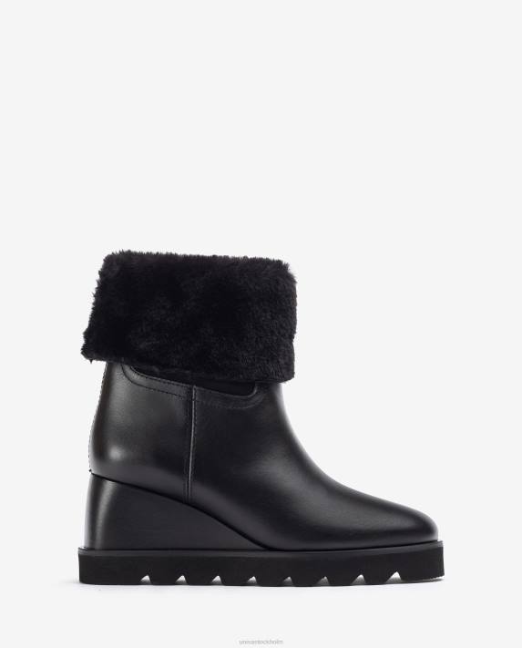 Unisa kvinnor svart ankelkänga med kil och varmt foder 06DT962