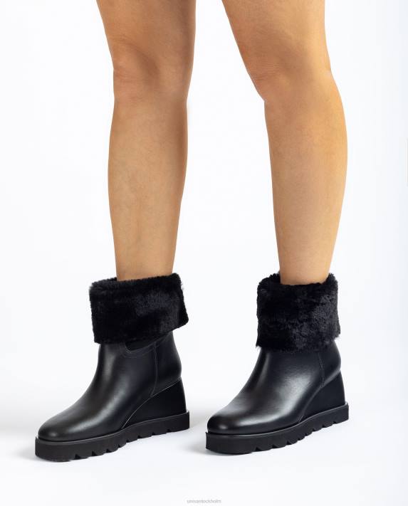 Unisa kvinnor svart ankelkänga med kil och varmt foder 06DT962