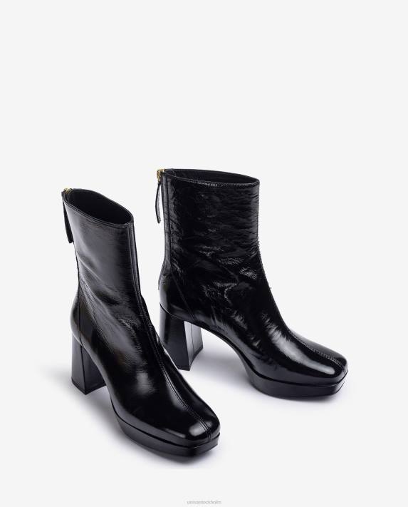 Unisa kvinnor svart ankelkänga med klack och plattform 06DT992