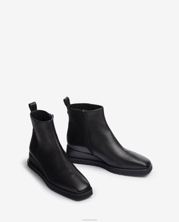 Unisa kvinnor svart ankelstövel i läder med kil 06DT911
