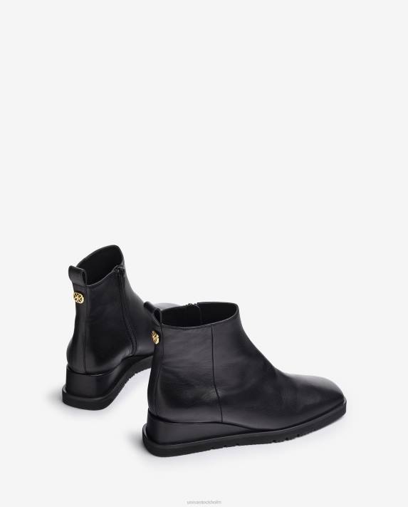 Unisa kvinnor svart ankelstövel i läder med kil 06DT911