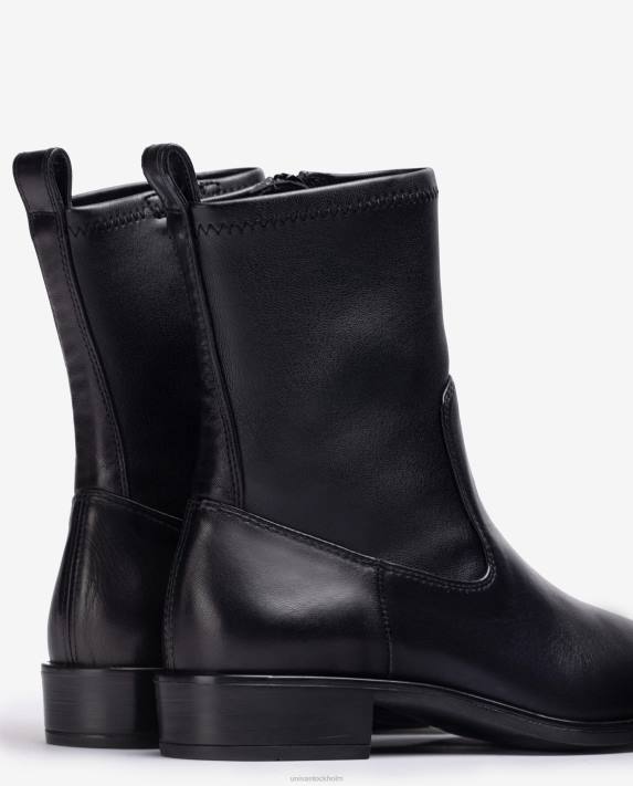 Unisa kvinnor svart enfärgad stövel med en elastisk kvartsöverlinje 06DT884