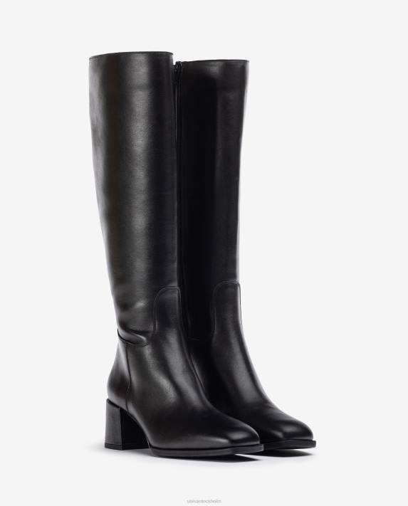 Unisa kvinnor svart fyrkantig stövel med bred klack 06DT1054