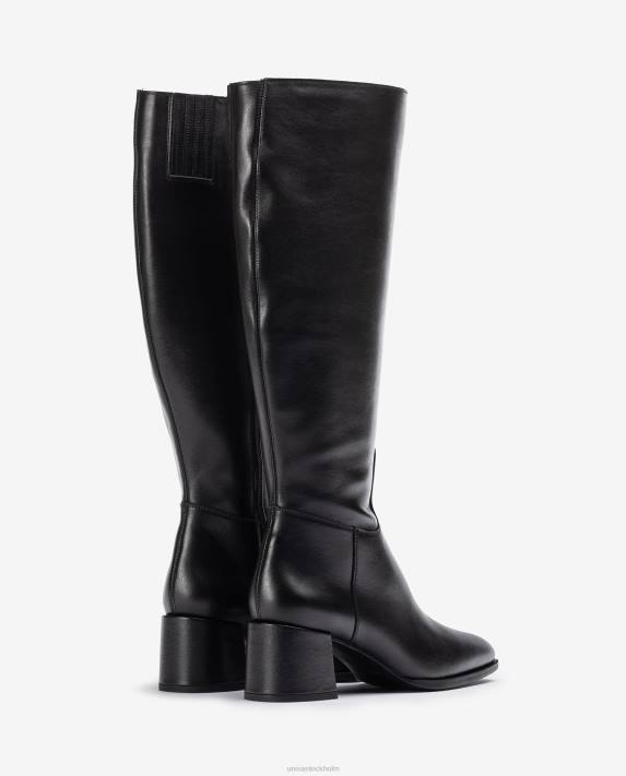 Unisa kvinnor svart fyrkantig stövel med bred klack 06DT1054