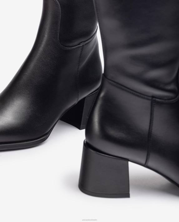 Unisa kvinnor svart fyrkantig stövel med bred klack 06DT1054