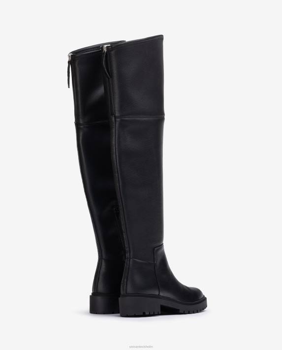 Unisa kvinnor svart lårstövel med spårsula 06DT1052