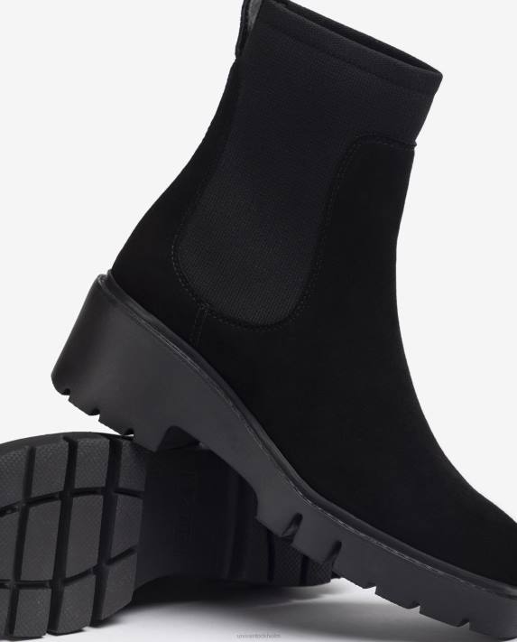 Unisa kvinnor svart stövel i mocka med stretchtyg 06DT919