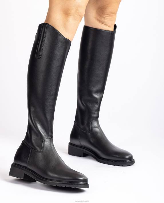 Unisa kvinnor svart stövel med dragkedja och kil baktill 06DT1021