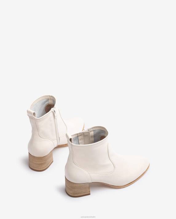Unisa kvinnor vit ankelstövel i läder med klack 06DT846