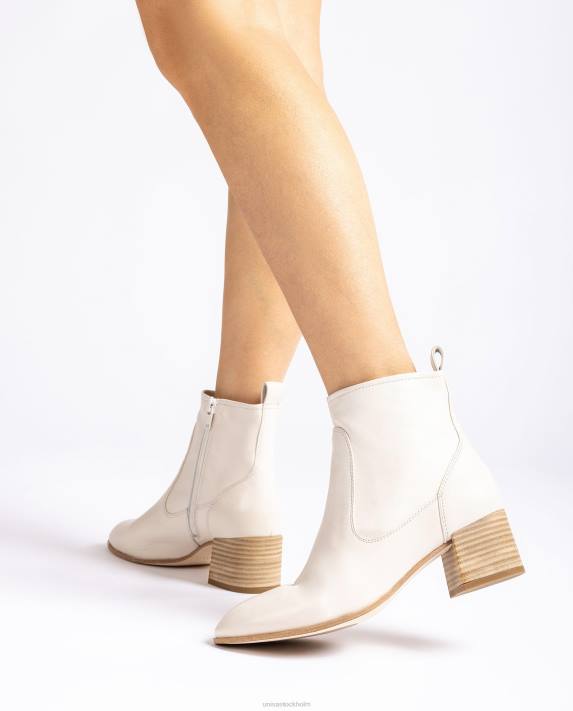 Unisa kvinnor vit ankelstövel i läder med klack 06DT846